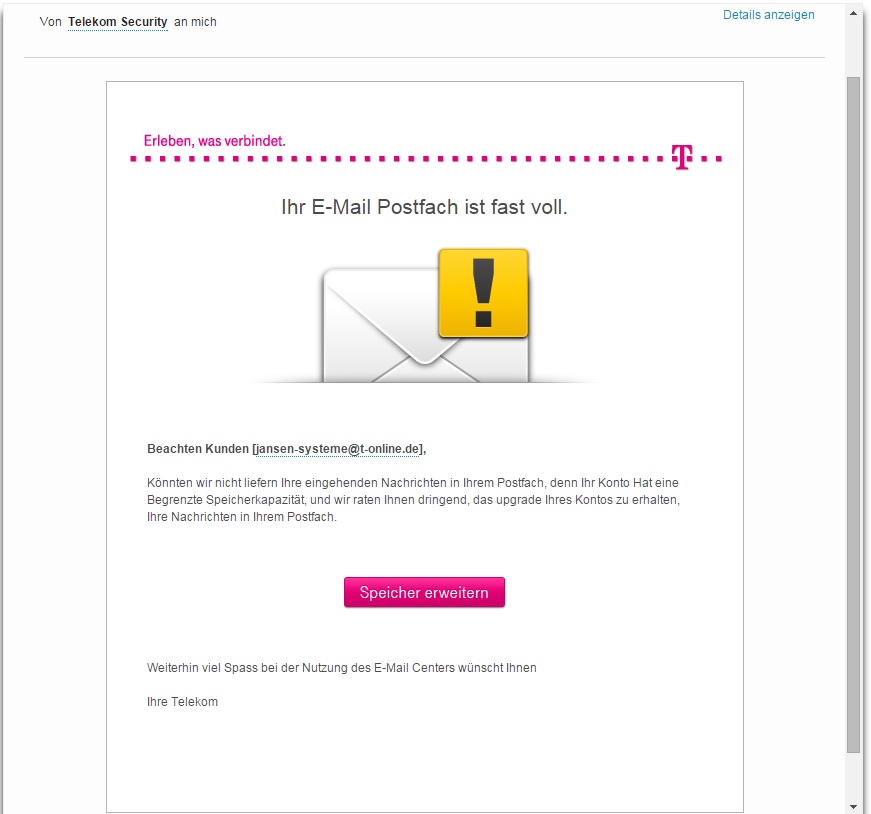 Screenshot Phishingmail